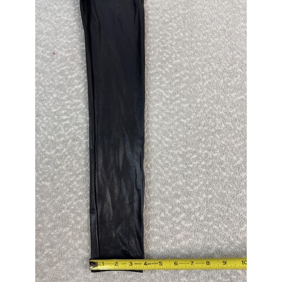 Spanx Pants Leggings Womens Medium Black Faux Leather High Rise Ankle Shaping - Picture 7 of 9